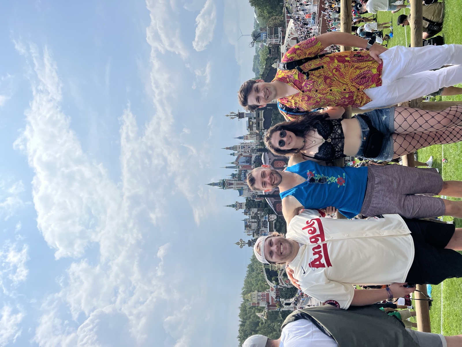 The crew in front of the Adscendo mainstage castle, Tomorrowland 2023